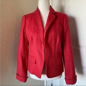 J. Crew Ecole Wool Herringbone Blazer Papaya Red